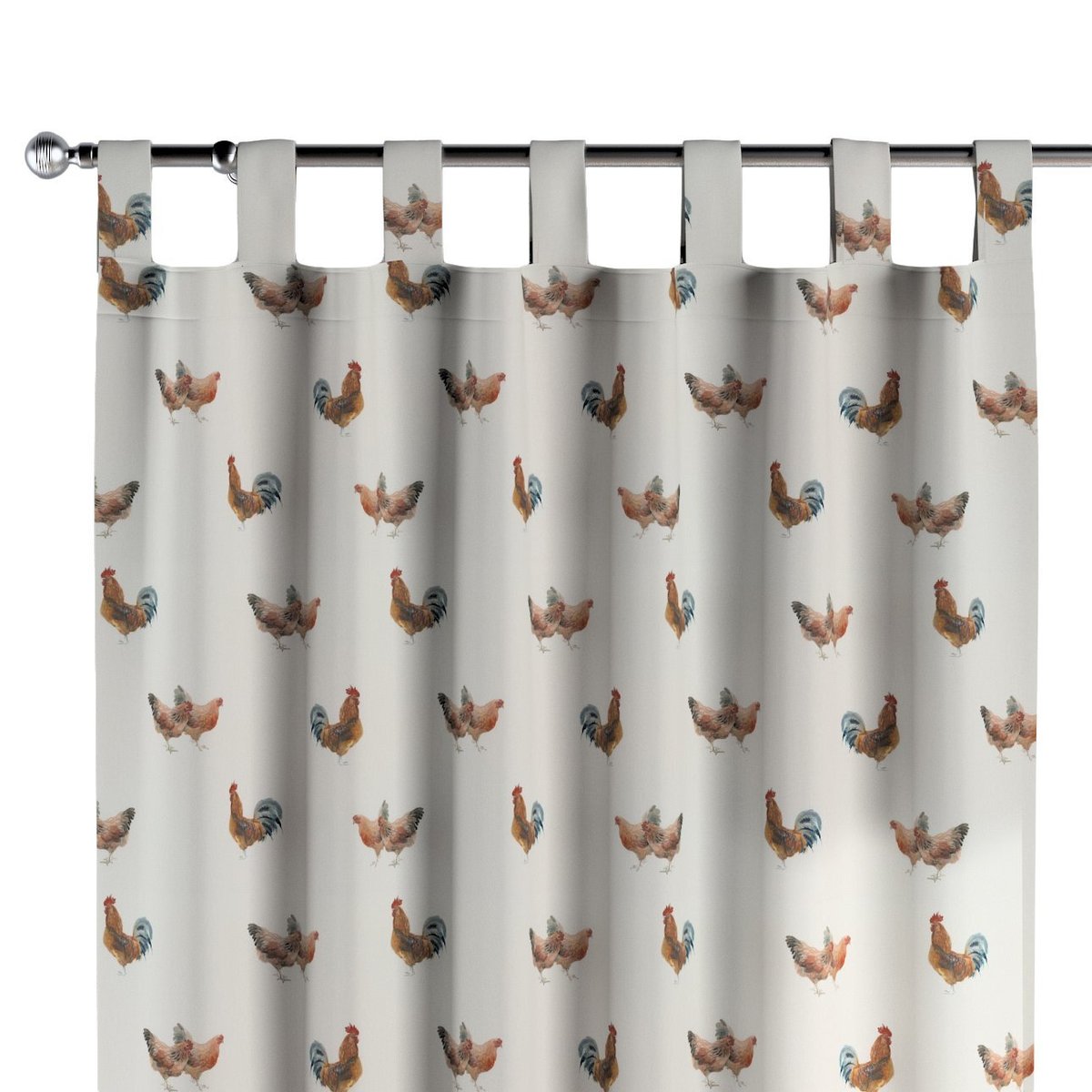 Zasłona na szelkach 1 szt., brązowe kurki na kremowym tle, Flowers