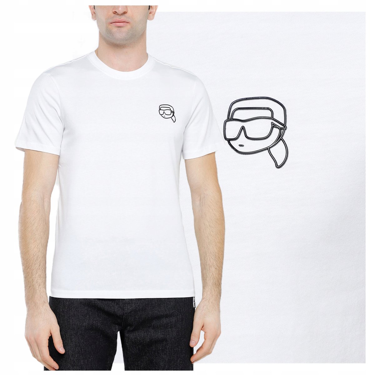 biała koszulka meska karl lagerfeld tshirt meski małe logo bawelniany biała koszulka meska karl lagerfeld tshirt meski małe logo bawelniany r.XL
