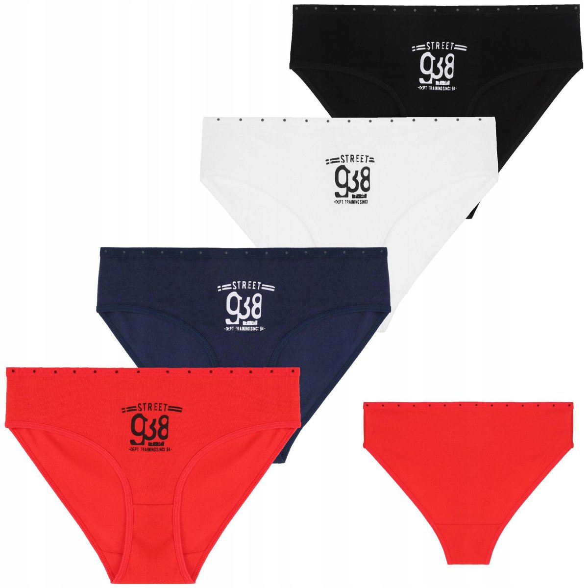 4x Bawełniane FIGI MAJTKI DAMSKIE z Nadrukiem Kolorowe Moraj r. XL r. XL