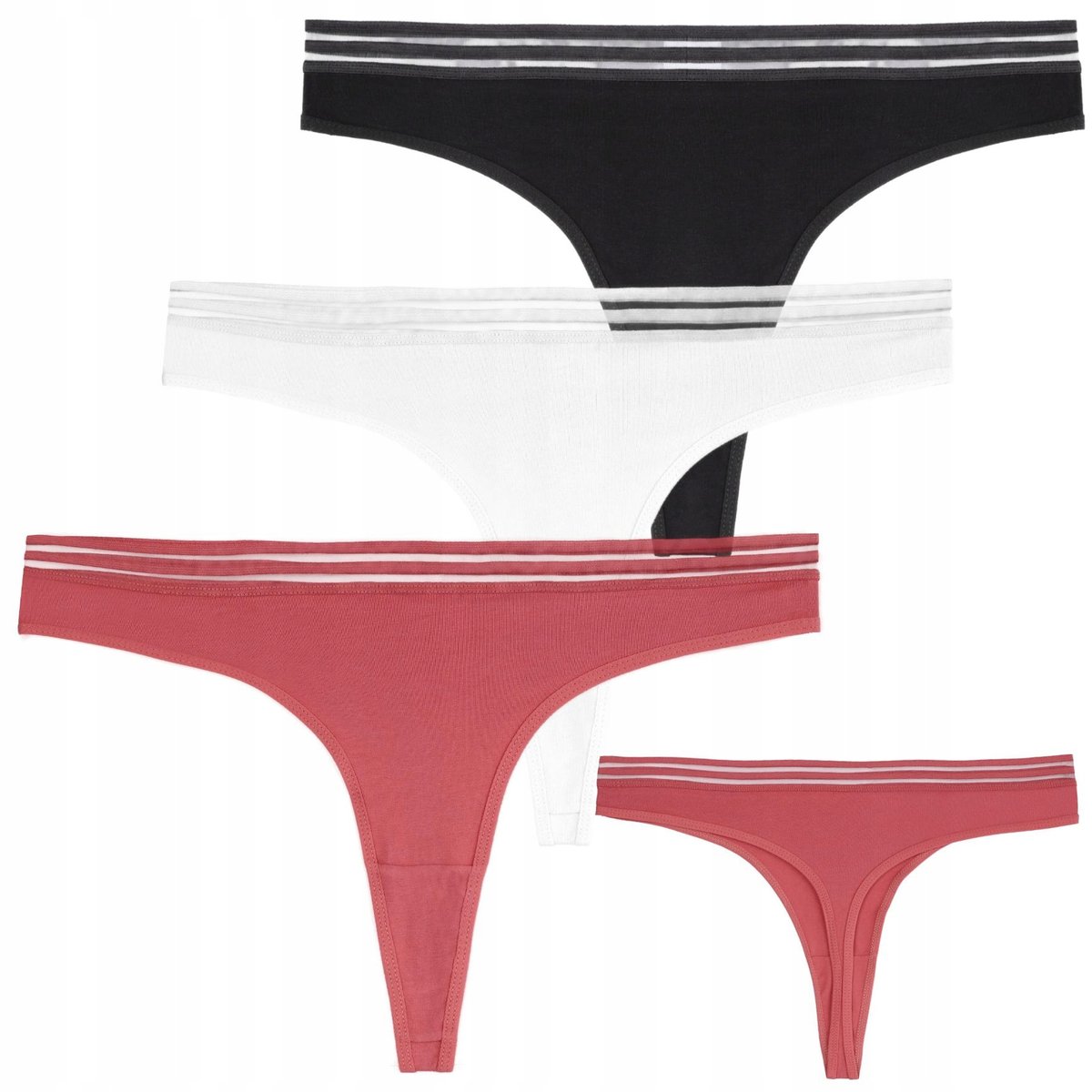 3x STRINGI MAJTKI DAMSKIE Bawełniane z Ozdobną Gumką Kobiecie MORAJ r. XL