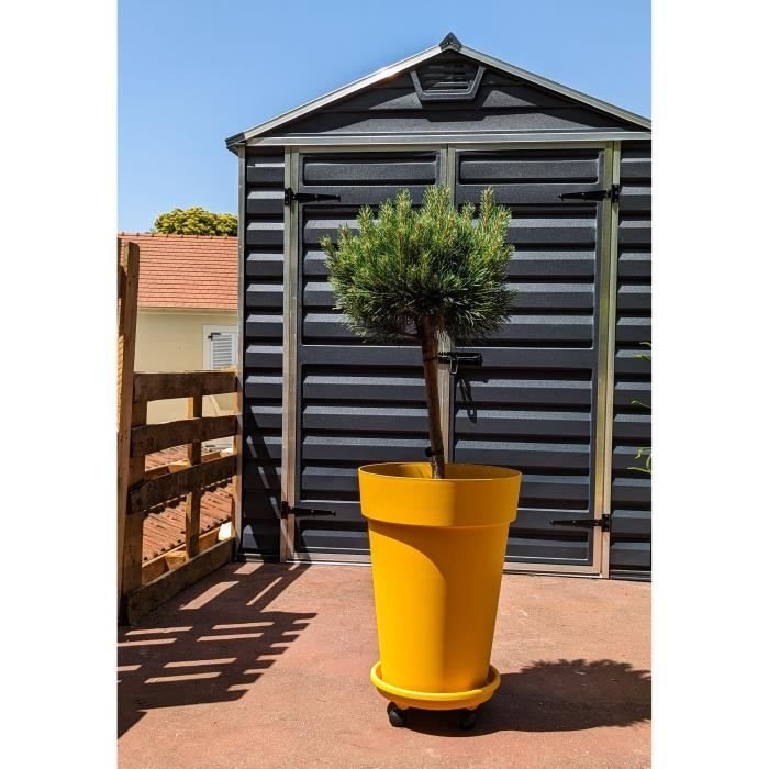 Skrzynka na kwiaty RIVIERA SOLEILLA - Plastik - Wysokość 53 cm - Żółta
