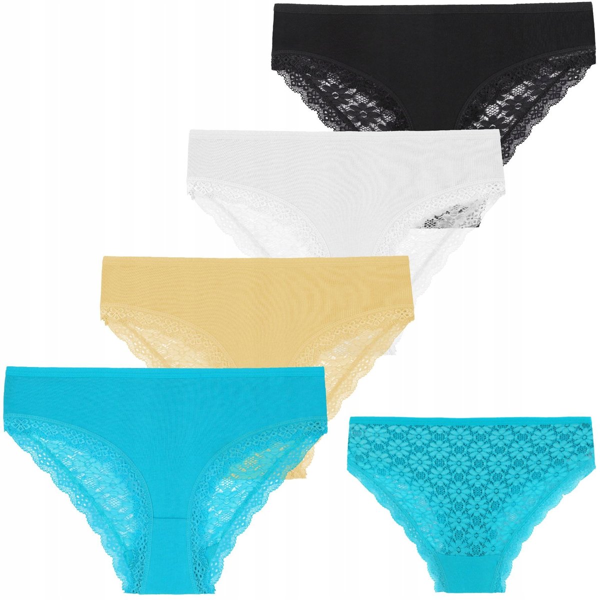 4x Koronkowe FIGI MAJTKI DAMSKIE Bawełniane Koronka Kobiecie MORAJ r. XL