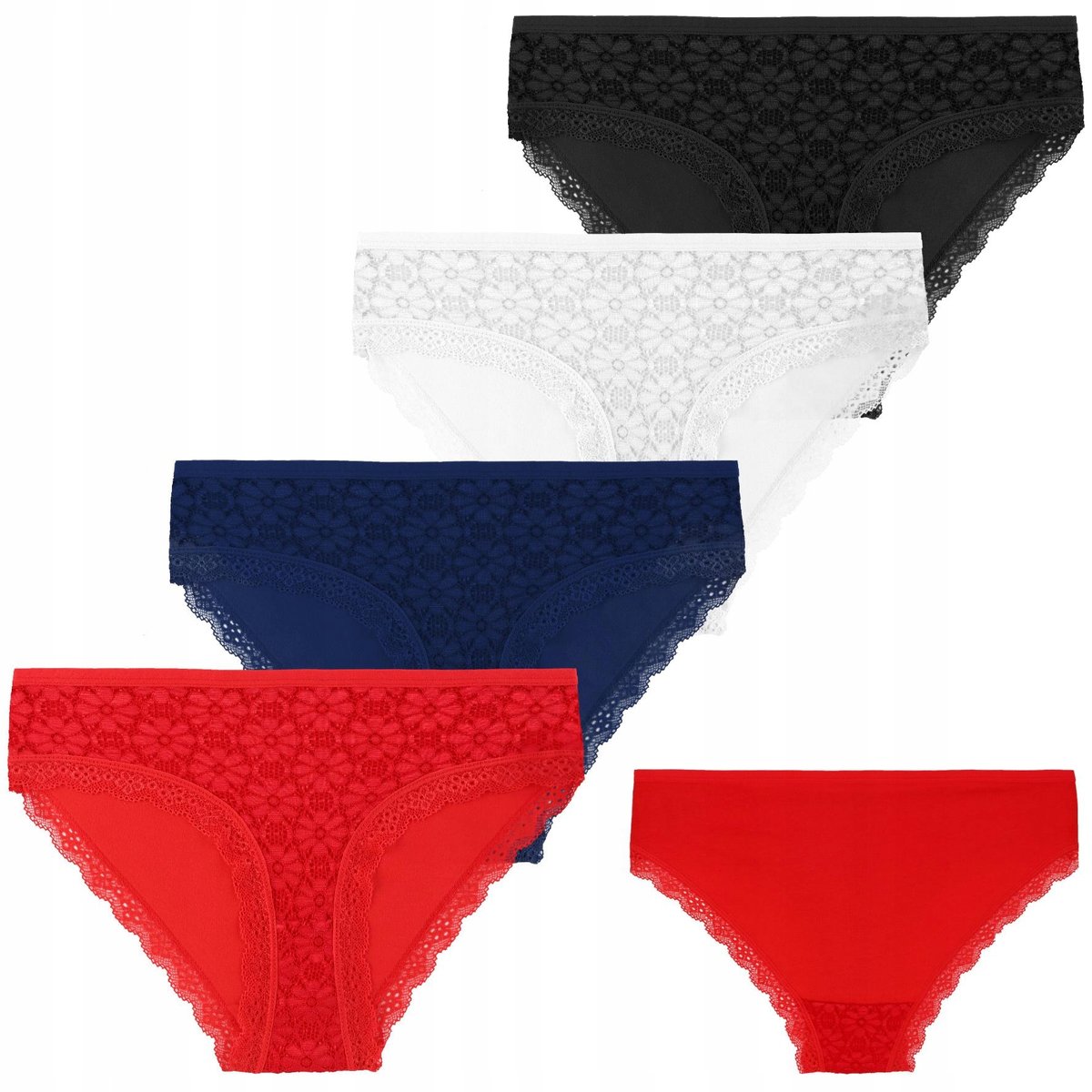 4x Koronkowe FIGI MAJTKI DAMSKIE Bawełniane Kobiecie Zestaw MORAJ r. S