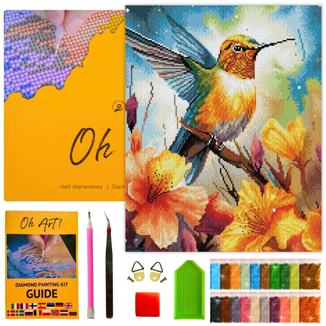 Haft Diamentowy dla dzieci Obraz Ptak Diamond Painting Mozaika 40x50 OhArt!