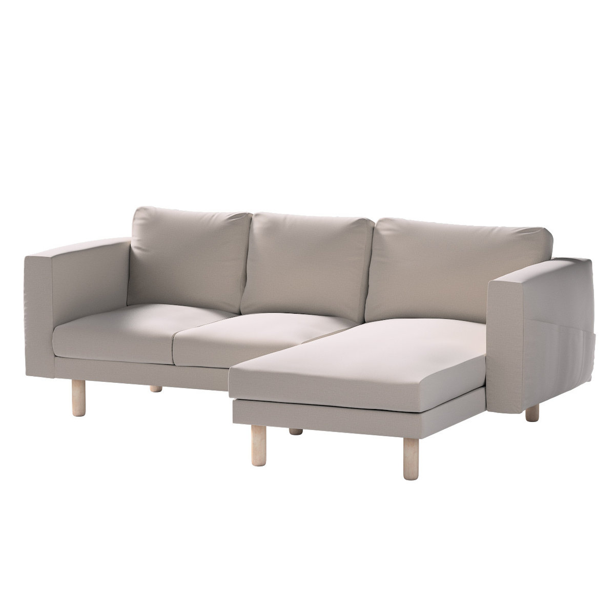 Pokrowiec na sofę Norsborg 3-osobową z szezlongiem, beżowy welwet, 231 x 88/157 x 85 cm, Ingrid