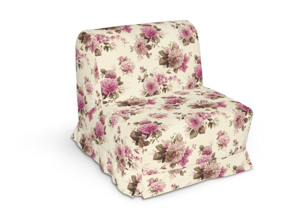 Pokrowiec na fotel Lycksele z kontrafałdami, różowo-beżowe róże na kremowym tle, sofa Lycksele 1os., Londres