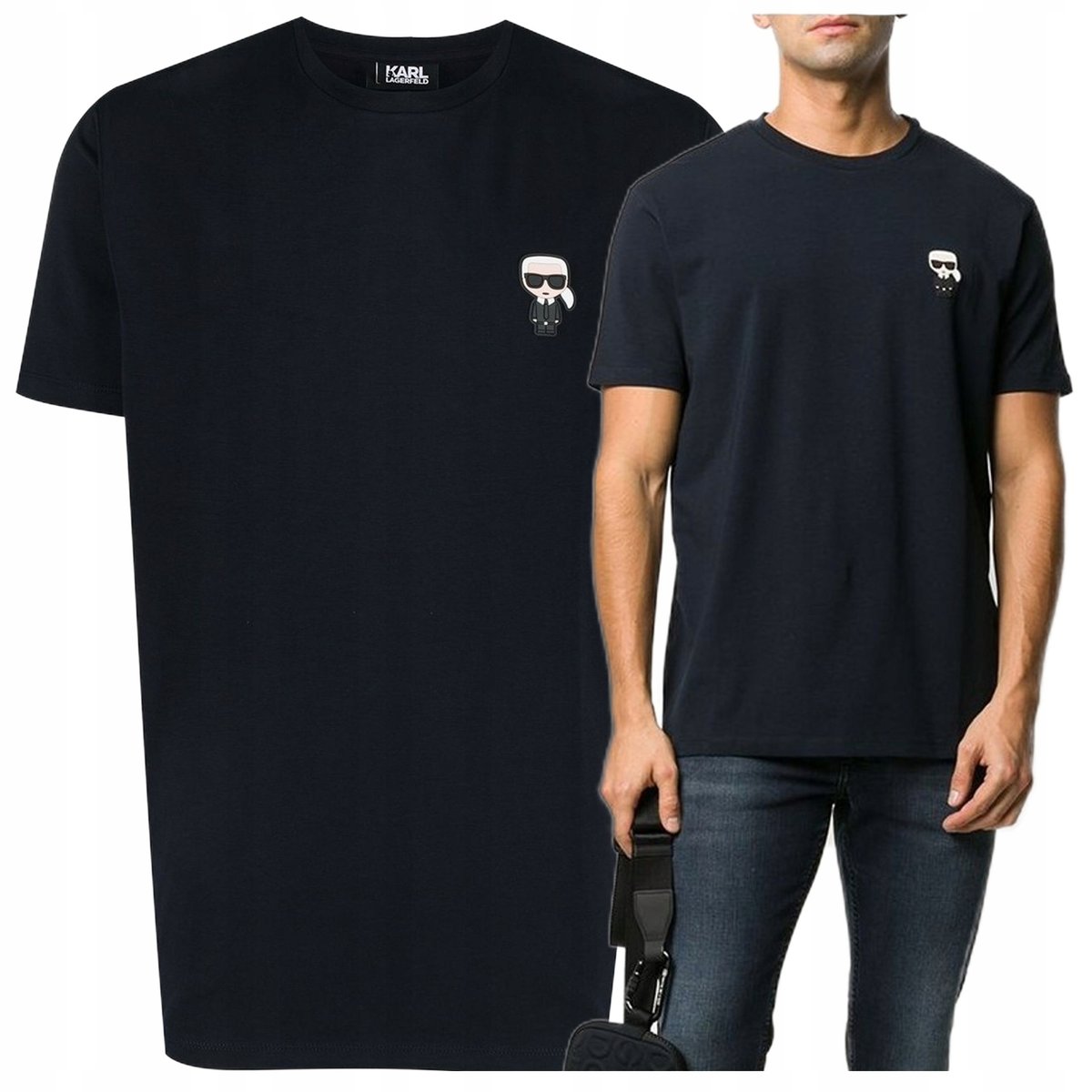 granatowa koszulka meska karl lagerfeld tshirt meski bawelniany r.S