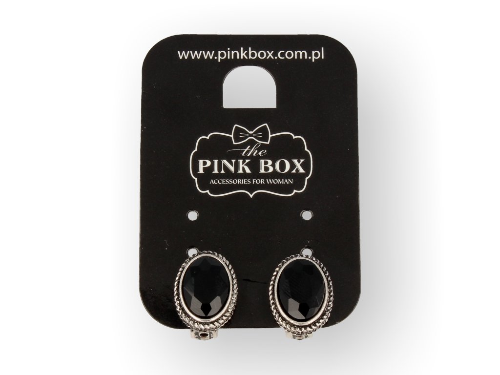 Klipsy do uszu w stylu Vintage, czarne w srebrnej oprawie