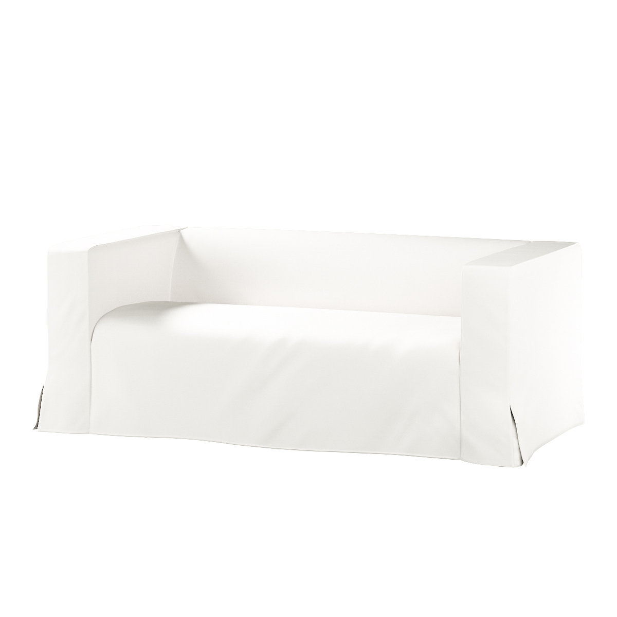 Pokrowiec na sofę Klippan 2-osobową długi z kontrafałdami, biały, 177 x 88 x 66 cm, Cotton Panama