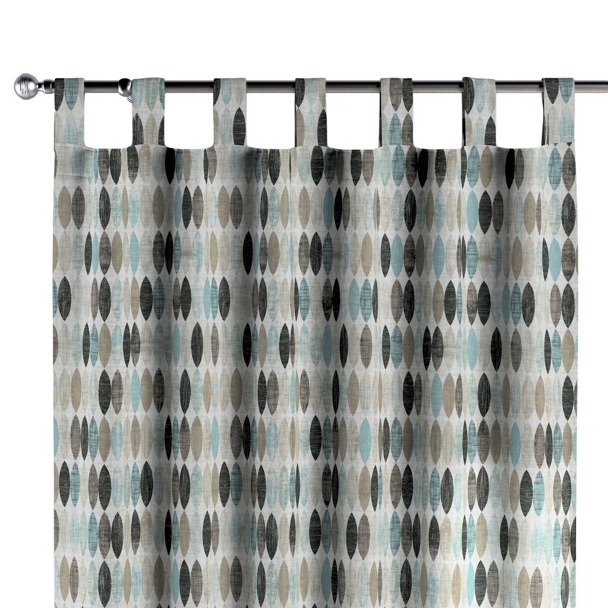 Zasłona na szelkach 1 szt., wzory w odcieniach błękitu, beżu i czarnego na jasnym tle , Modern