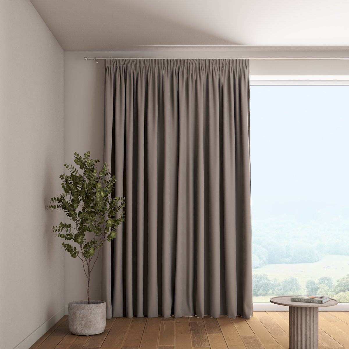 Zasłona na taśmie marszczącej 1 szt., gołębi szary, Velvet