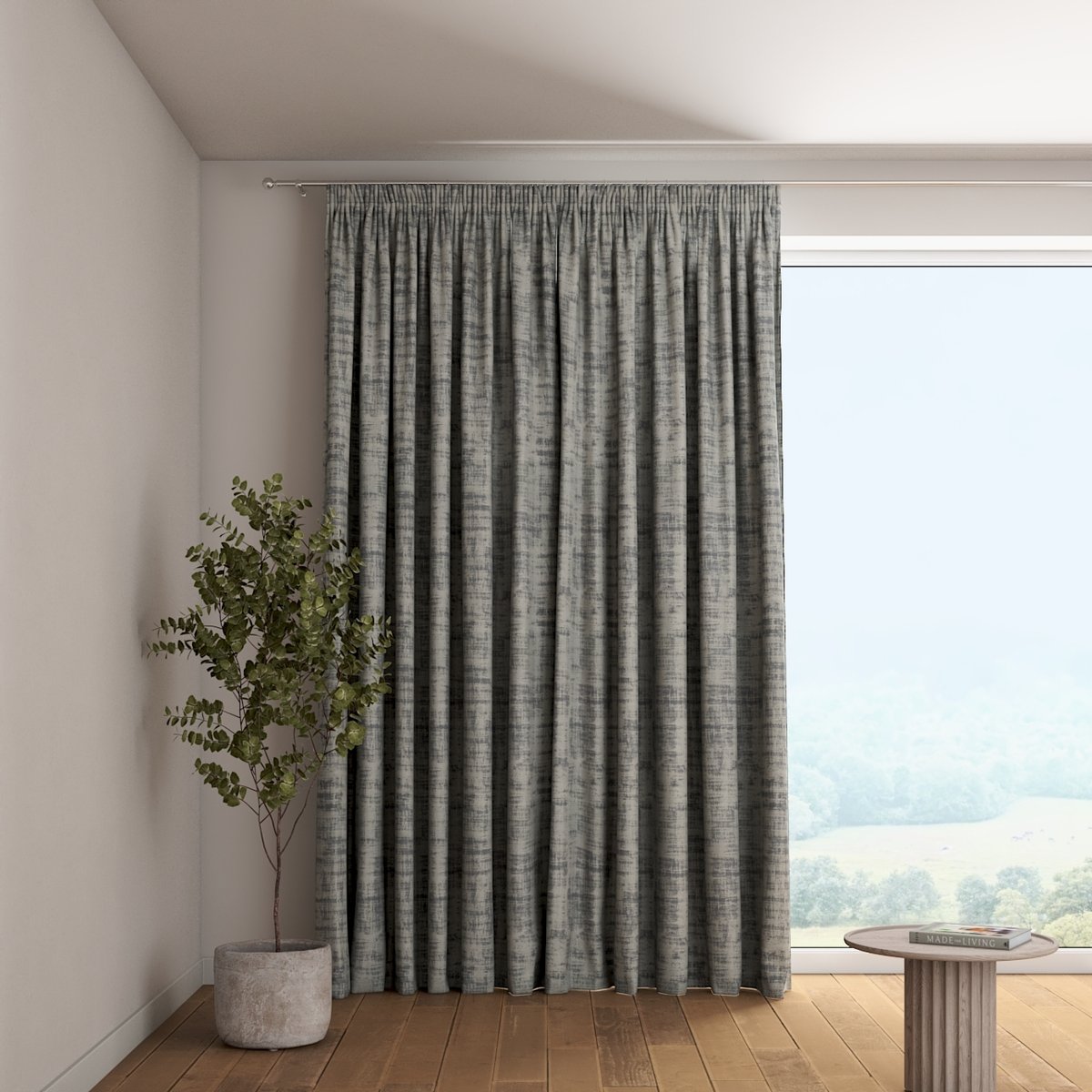 Zasłona na taśmie marszczącej 1 szt., szary beton, Velvet