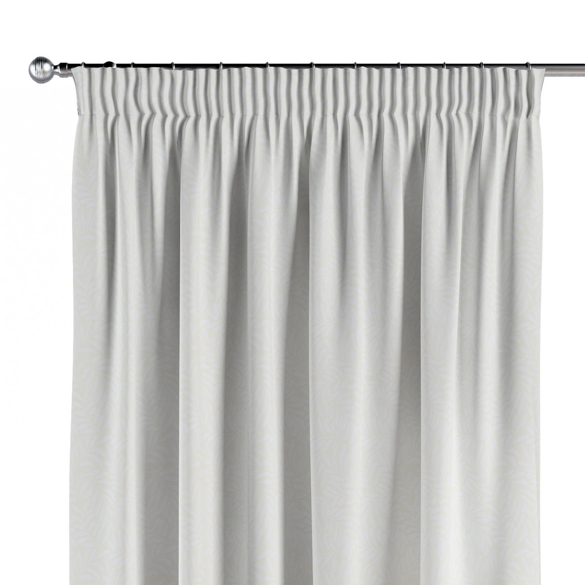 Zasłona na taśmie marszczącej 1 szt., śmietankowa biel, listki, Secret Garden