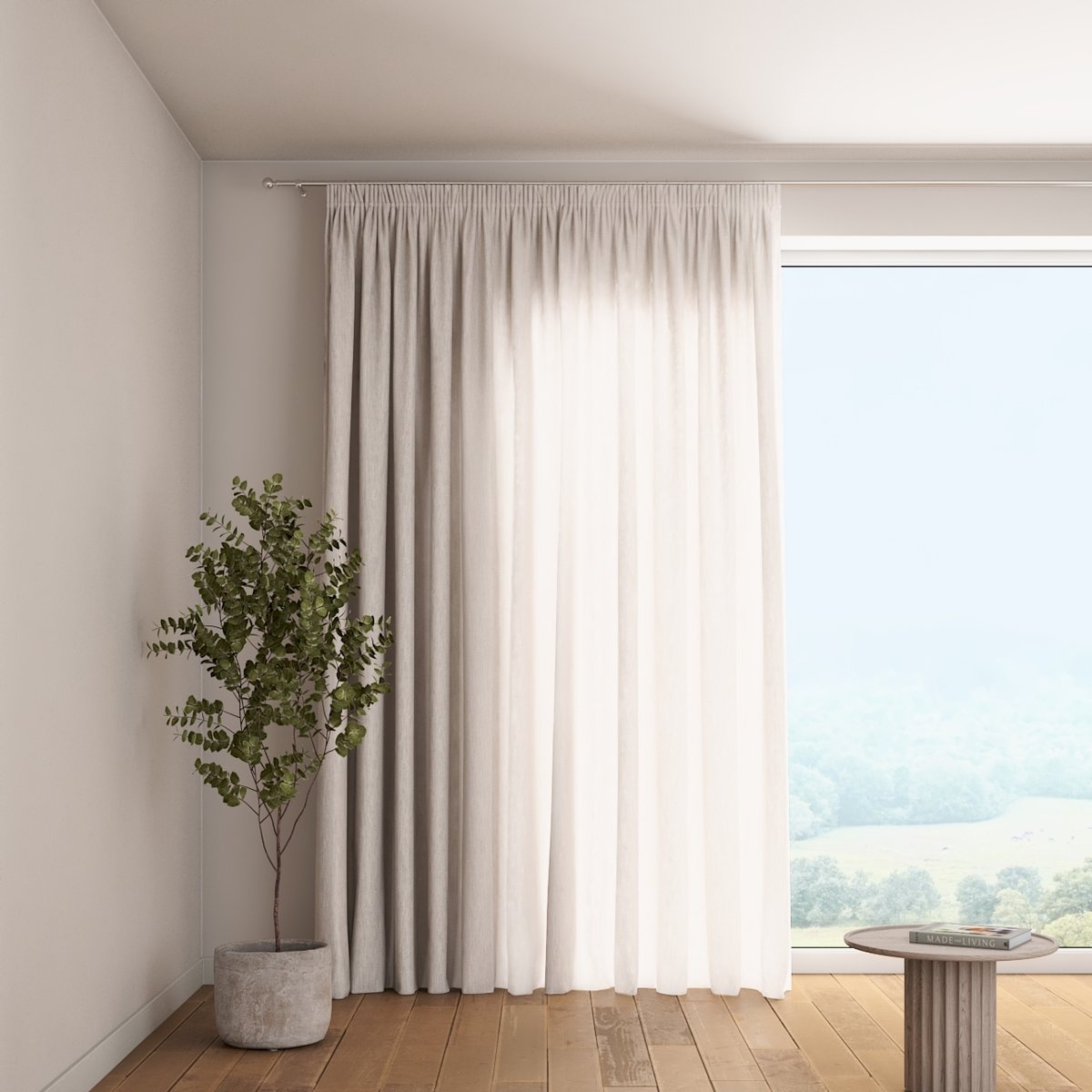 Zasłona na taśmie marszczącej 1 szt., ecru, Delicate Premium