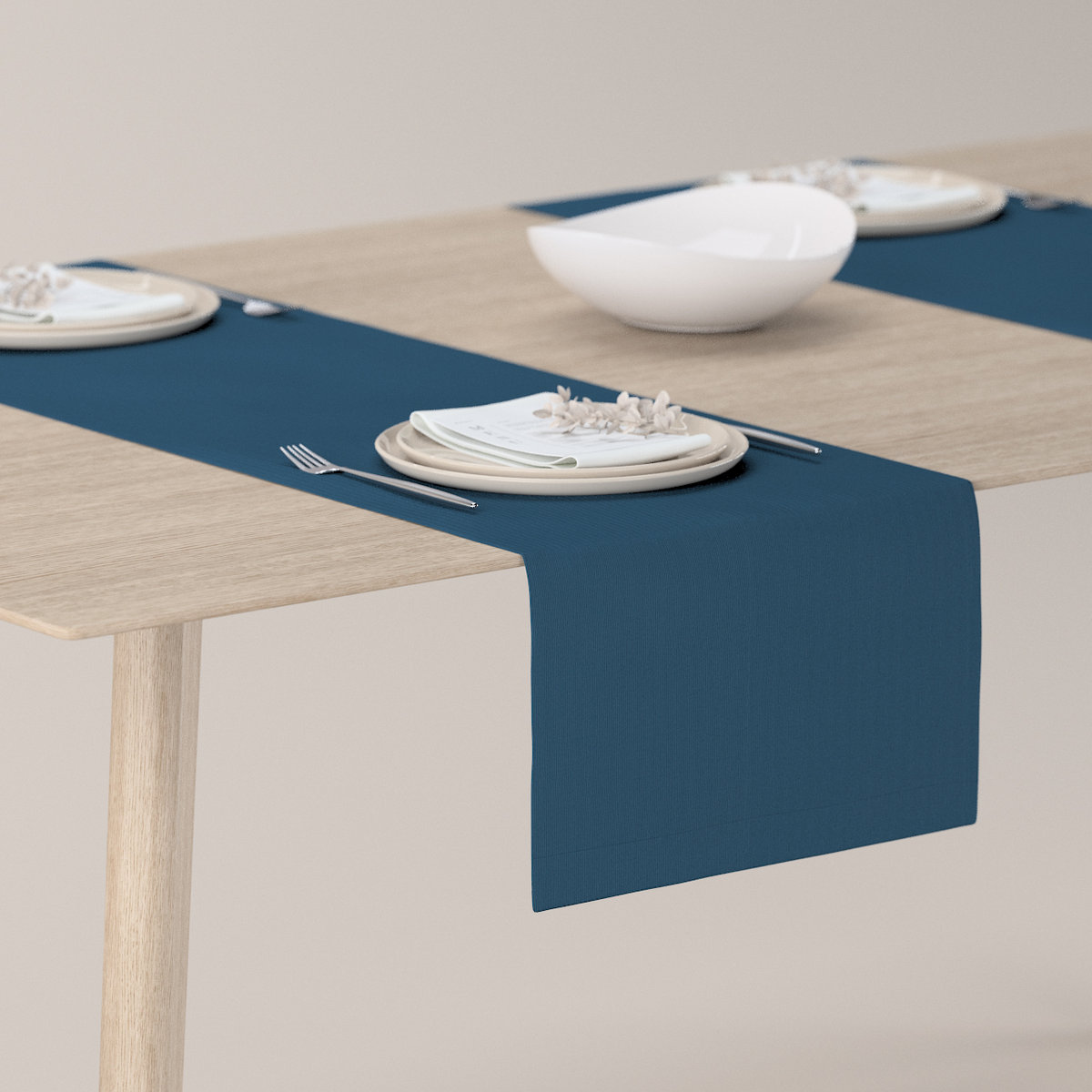 Bieżnik prostokątny, Ocean blue (morski niebieski), 40 x 130 cm, Cotton Panama