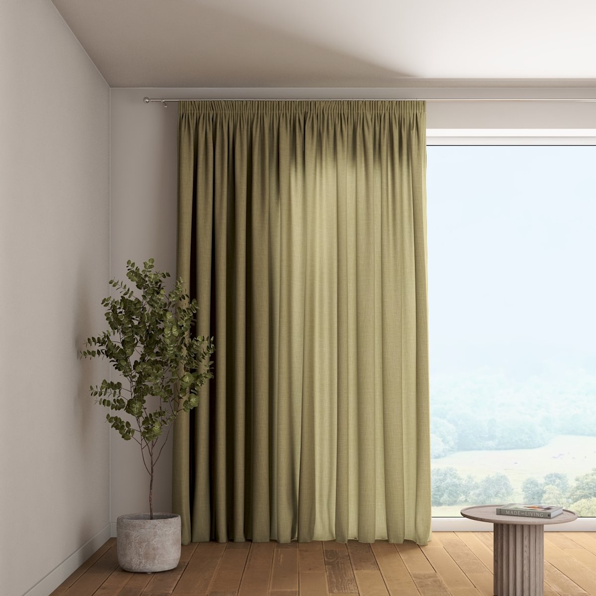 Zasłona na taśmie marszczącej 1 szt., zielony, Sensuale Premium