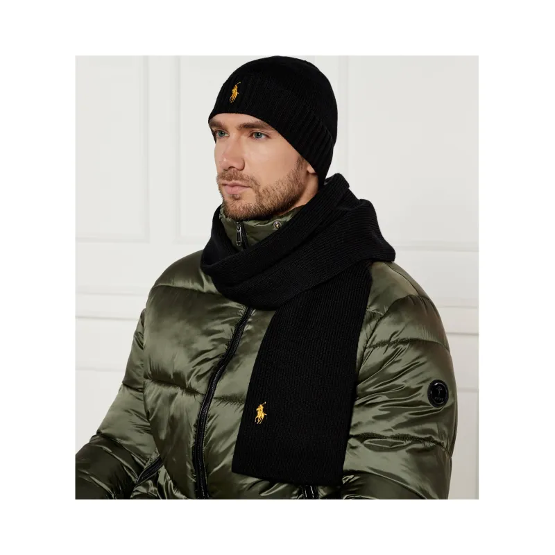 POLO RALPH LAUREN Wełniany szal + czapka