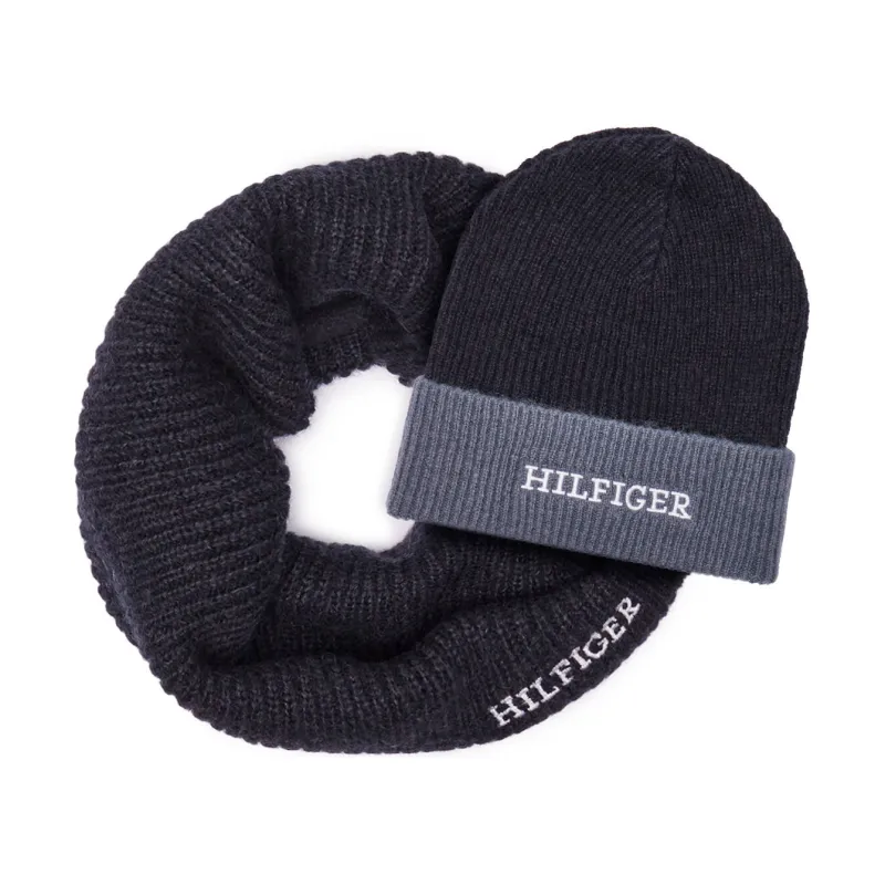 Tommy Hilfiger Komin + czapka z dodatkiem wełny