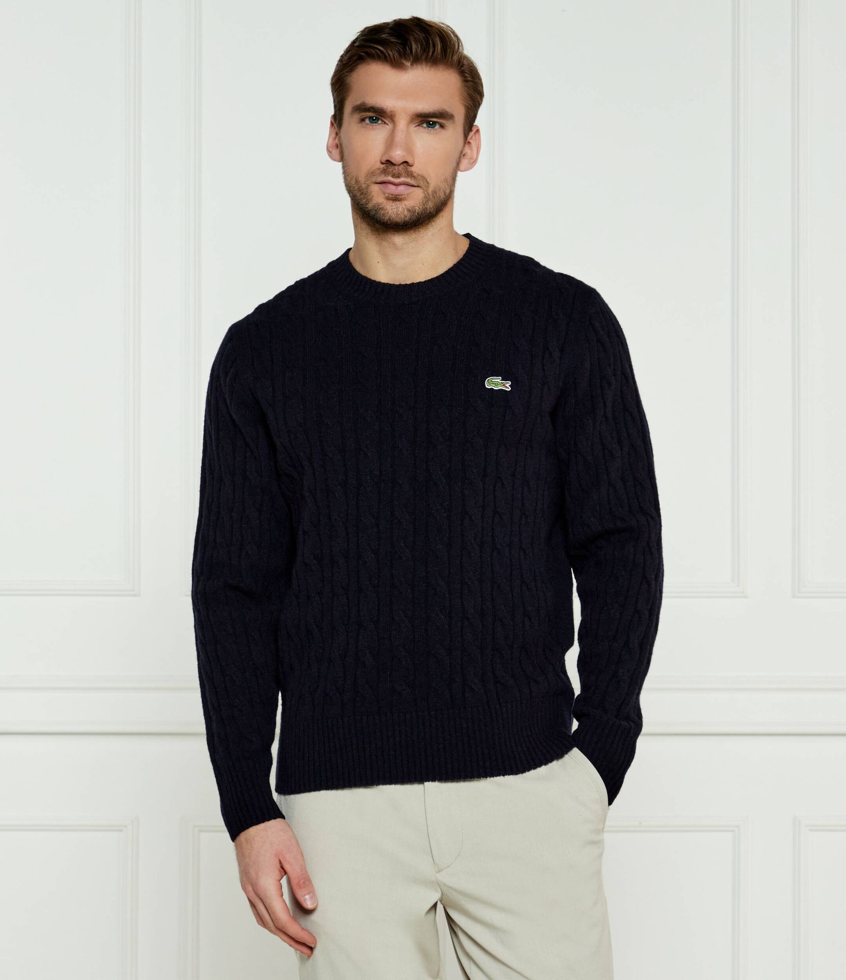 Lacoste Wełniany sweter Classic fit