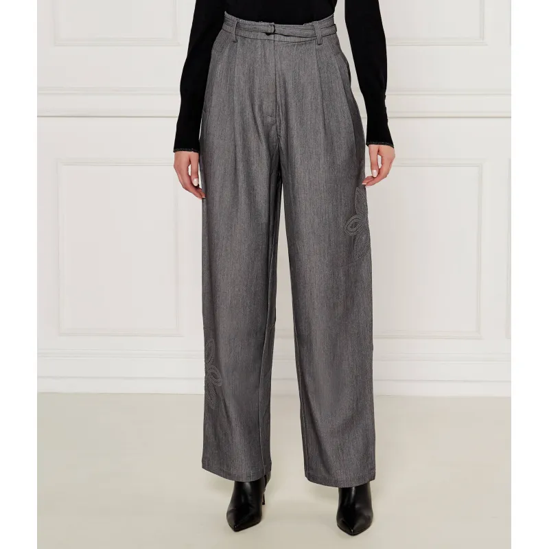 Desigual Spodnie z paskiem flare fit