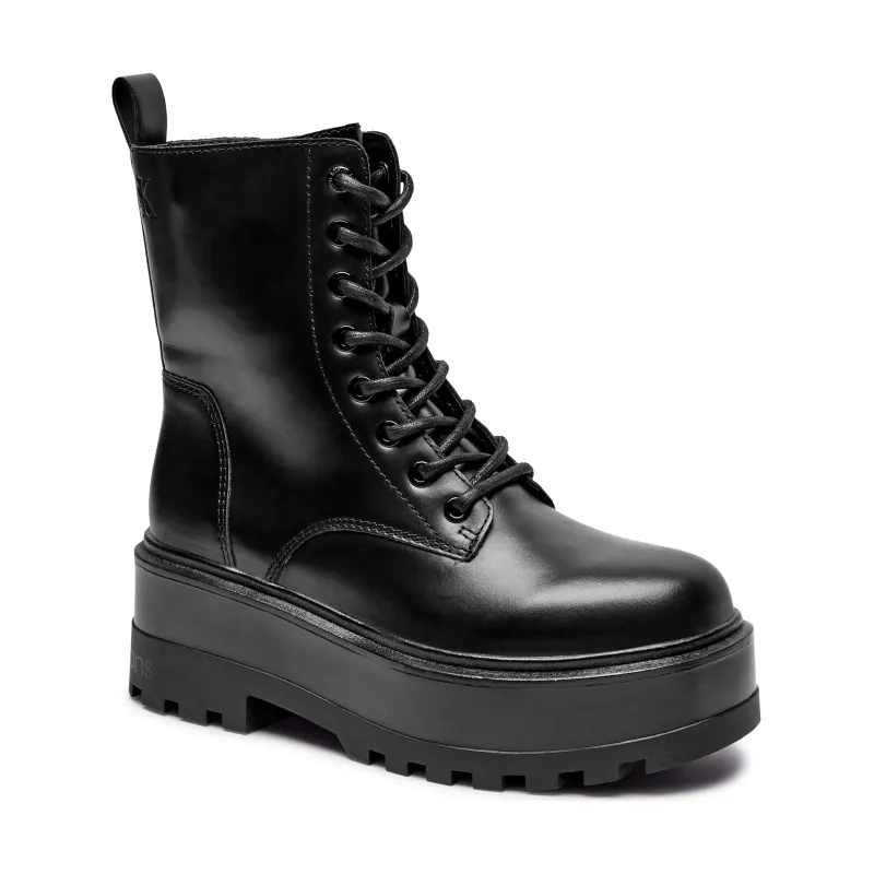 Calvin Klein Jeans Skórzane botki na platformie