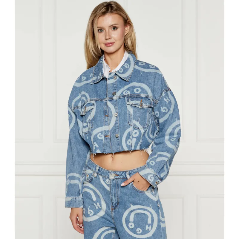 Hugo Blue Kurtka jeansowa Lou Cropped Fit