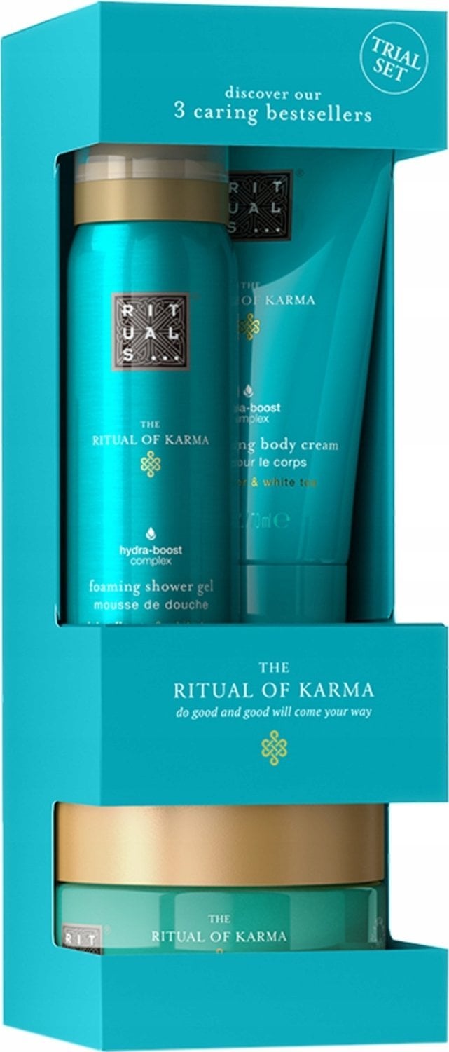 Rituals RITUALS SET KARMA FOAMING SHOWER GEL 50ML + BODY SCRUB 125ML + BODY CREAM 70ML