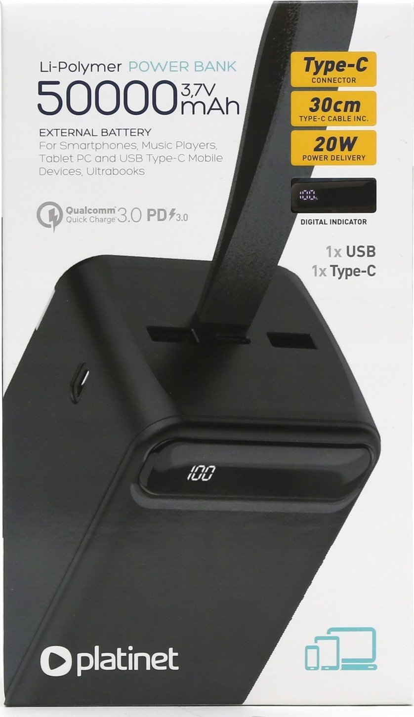 Platinet Platinet power bank 50000mAh PMPB5020B, black