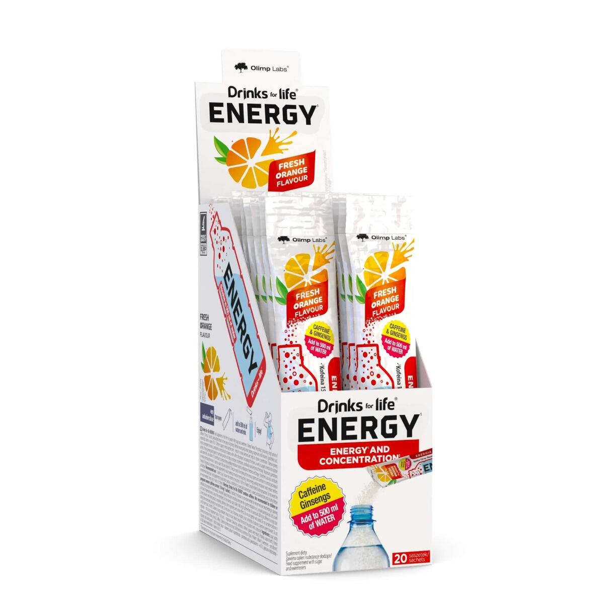 Olimp Drinks for life® ENERGY - 20 x 4 g Pomarańcza