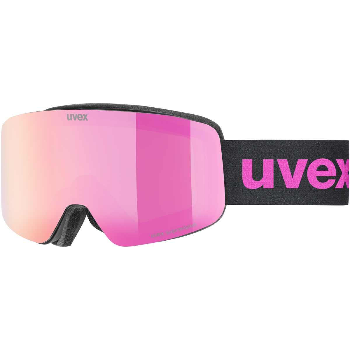 Uvex pwdr FM, gogle narciarskie, junior, czarny/różowy