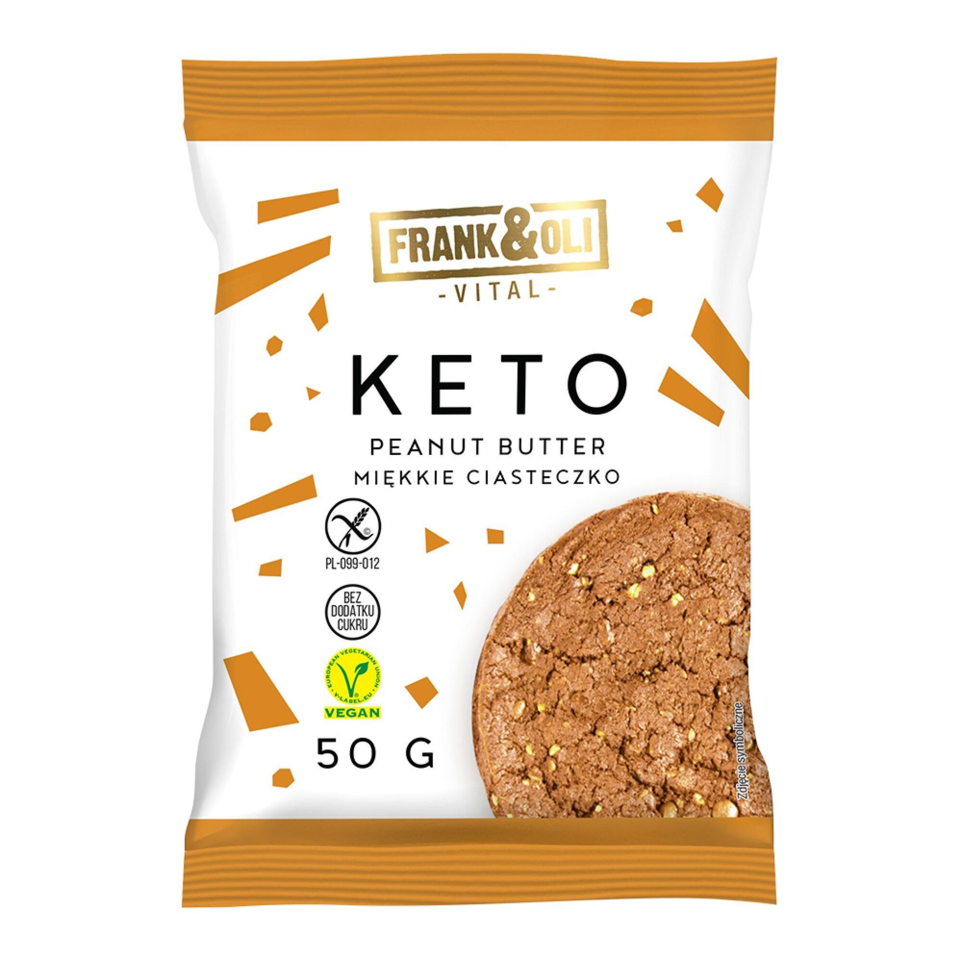 Frank & Oli Ciastko Keto Masło Orzechowe Peanut Butter Wegańskie bezglutenowe 50g - Frank&Oli
