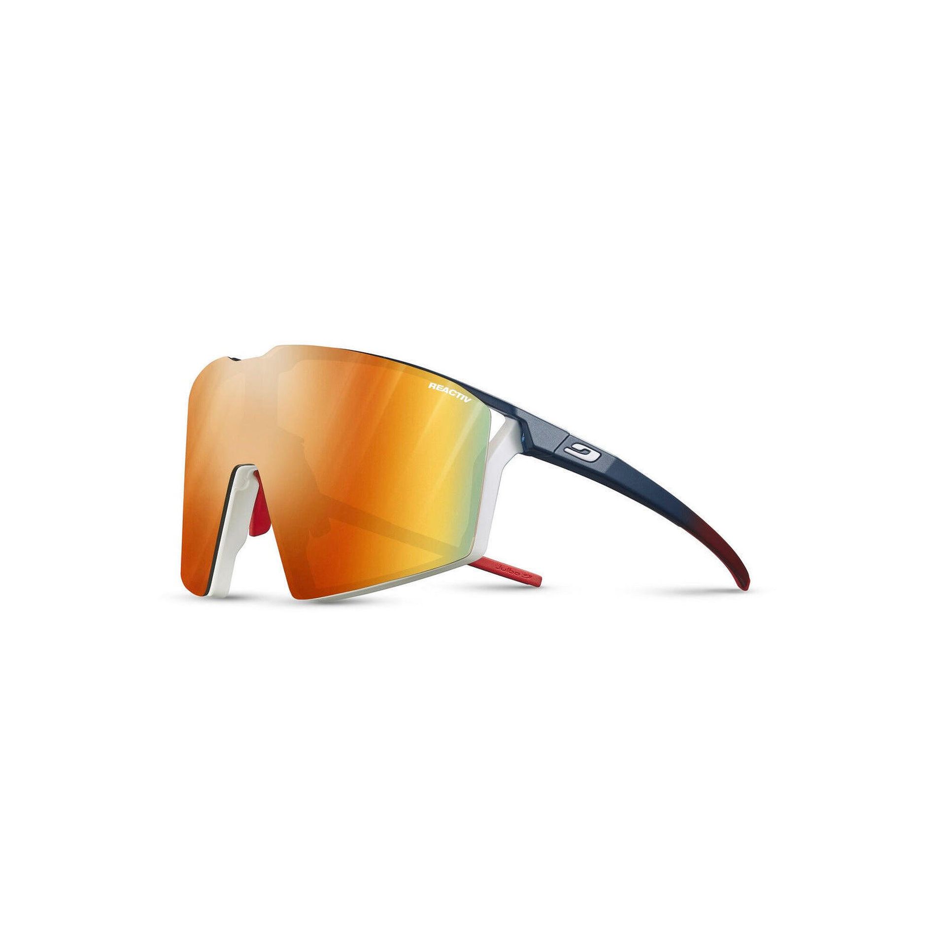 Julbo Edge Unisex Dorosły Okulary przeciwsłoneczne, Matowy niebieski/biały/czerwony, rozmiar uniwersalny