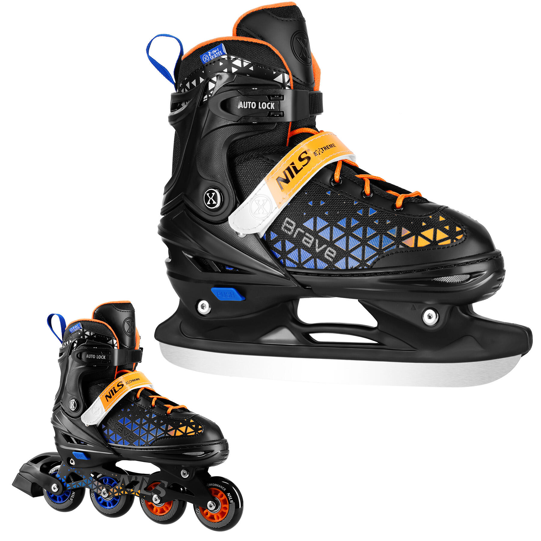 Łyżworolki NILS EXTREME Brave NH18190A 4w1 ( 29-33) Niebiesko-pomarańczowy