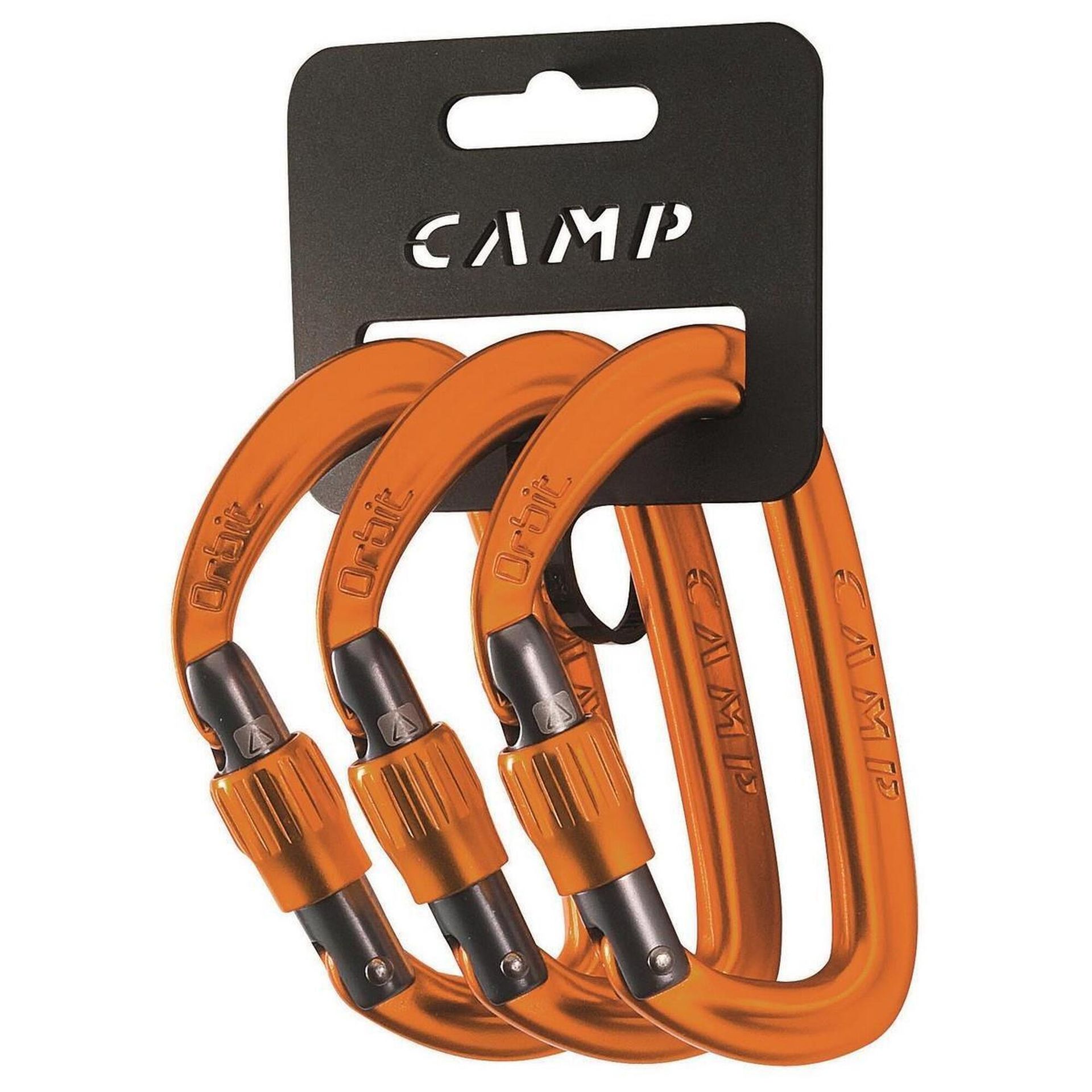 Camp Orbit Lock Karabinek 3 szt., orange 2021 Karabinki zakręcane 293001