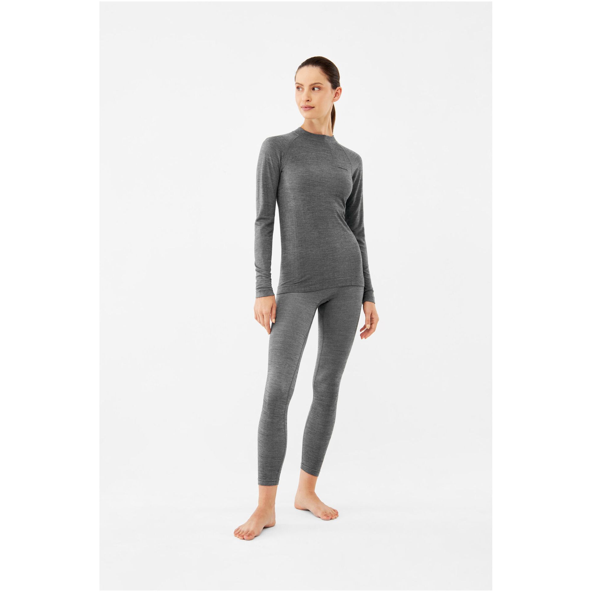 Komplet bielizny damskiej termoaktywnej z wełny merino i bambusa Viking Shuter 0800 szary - XS