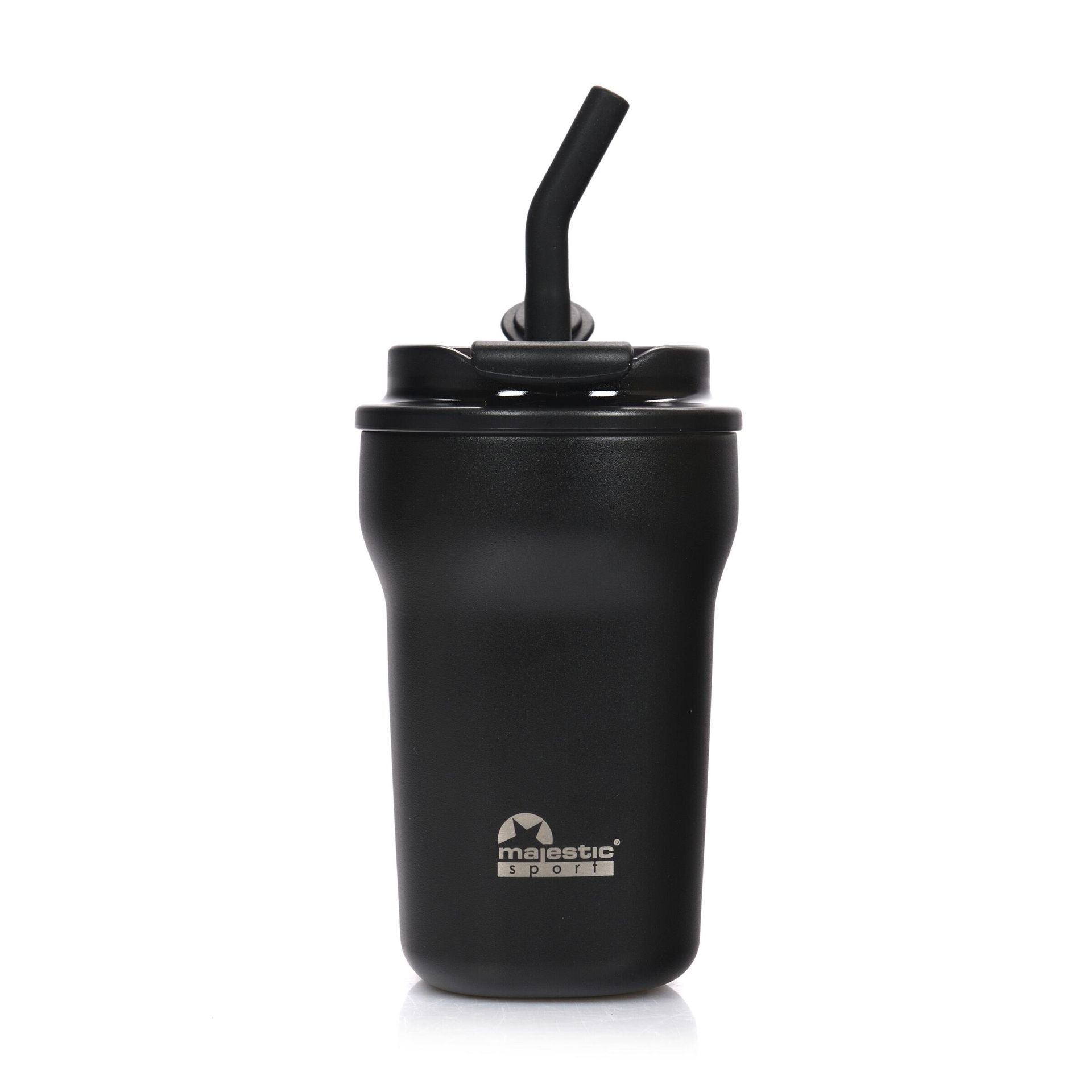 Kubek termiczny ze słomką Majestic Sport Hoody 420 ml czarny