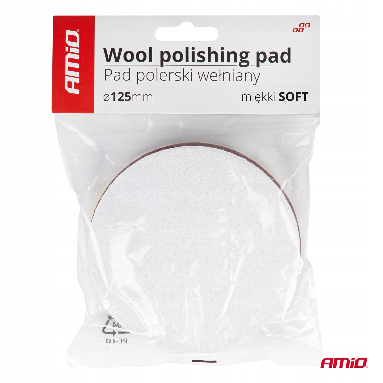 AMiO Pad polerski wełniany futro polerskie soft na rzep 125 mm AMiO-03704