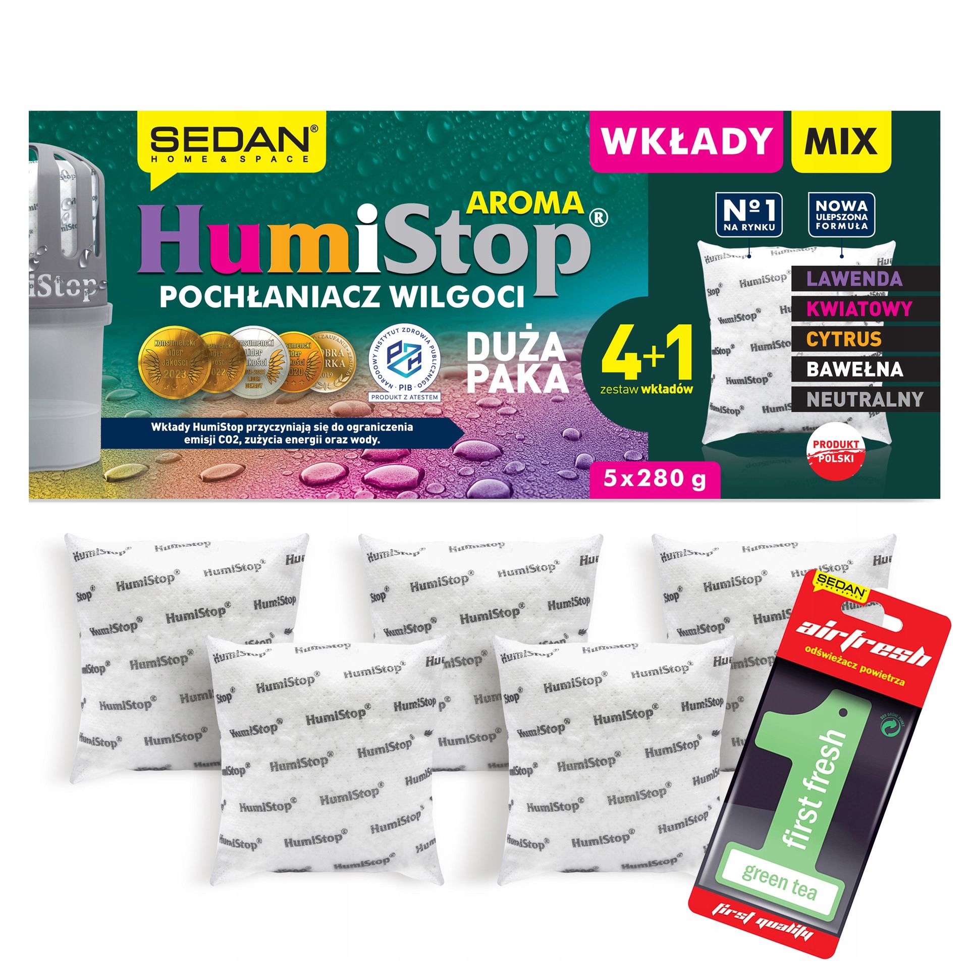 Humistop Wkład Zapas Do Pochłaniacza Wilgoci X 5 MIX Zawieszka Zapachowa