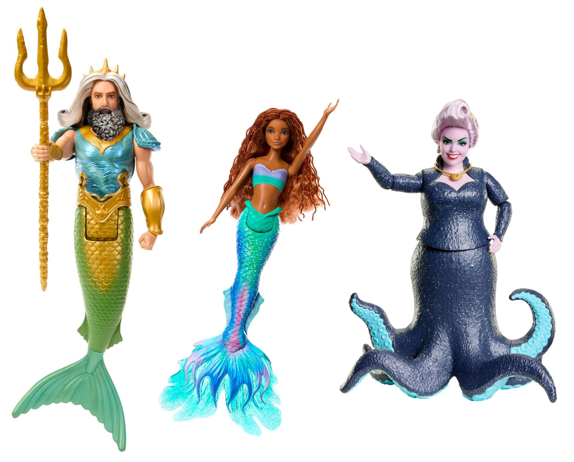 Lalki Disney Mattel Mała syrenka: Ariel, King Triton & Ursula 29 cm