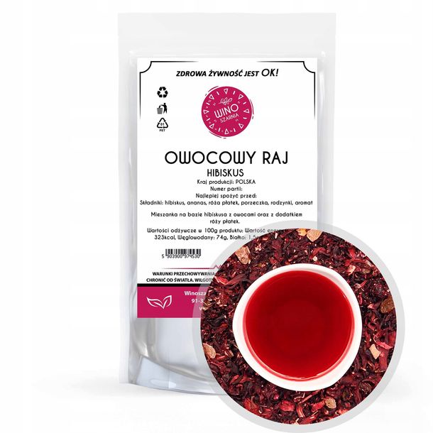 Herbata Owocowy Raj Hibiskus Kwiat Hibiskusa Mieszanka Smakowa 100 g