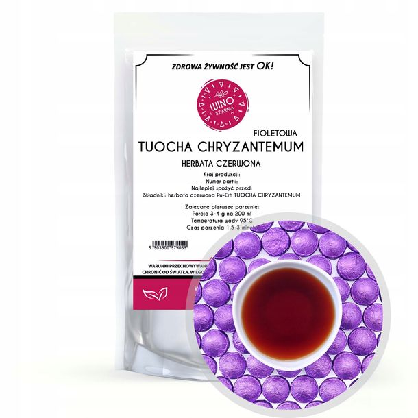 Herbata Czerwona PUERH fioletowa TUOCHA Chryzantemum - 50g prasowana pu erh
