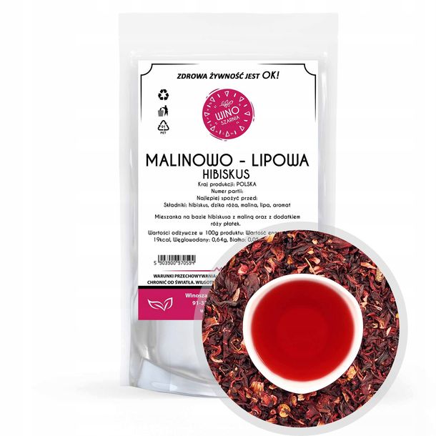 Herbata Malinowo Lipowo Hibiskus Kwiat Hibiskusa Mieszanka Smakowa 50 g