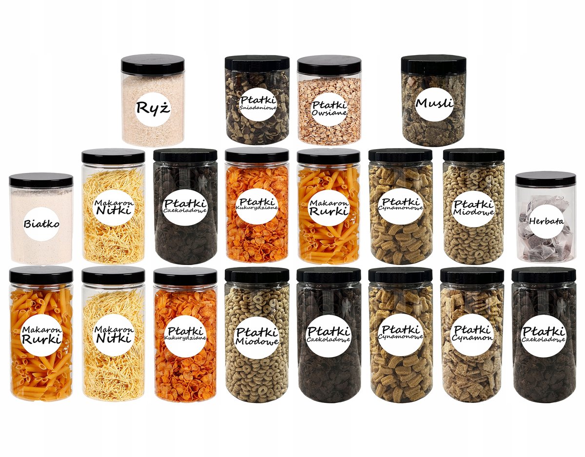 Pojemniki na żywność słoik zestaw kuchenny 20 sztuk + etykiety