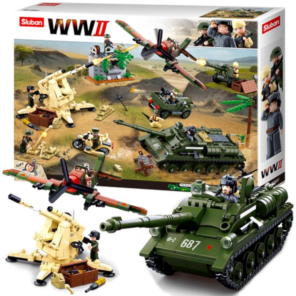 Klocki Wojsko Czołg Su-85 + Działo = Makieta Bitwa Pod Kurskiem