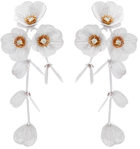 Białe złote kolczyki z dużymi kwiatami na wyjście SESJĘ wieczorowe płatki