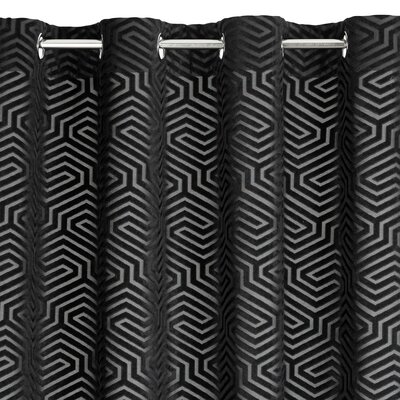 Zasłona 140 x 250 Dekoracyjna Velvet Inga Czarny