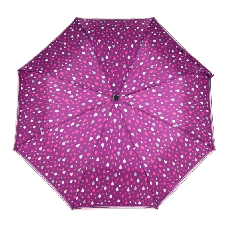 Parasol damski Derby Trend półautomatyczny składany fioletowy w łezki