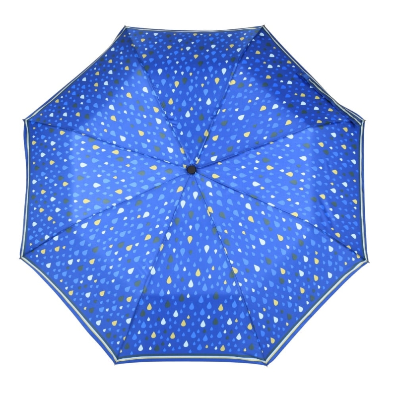 Parasol damski Derby Trend półautomatyczny składany granatowy w łezki