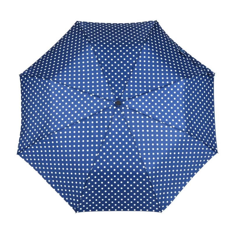 Parasol damski Derby Trend półautomatyczny składany granatowy w groszki
