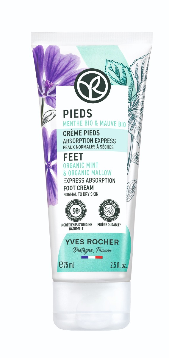 Yves Rocher Mięta Bio & Malwa Bio - Szybko wchłaniający się krem do stóp 75ml